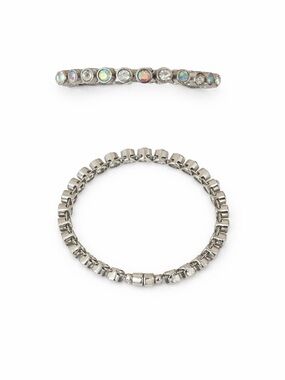 Crystal Accent Silver-Tone Magnetic Bracelet